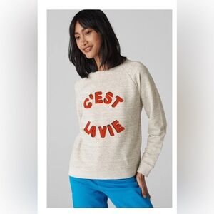 Anthropologie Whistles Cream Sweater Grey C'est La Vie Sweatshirt X Small XS